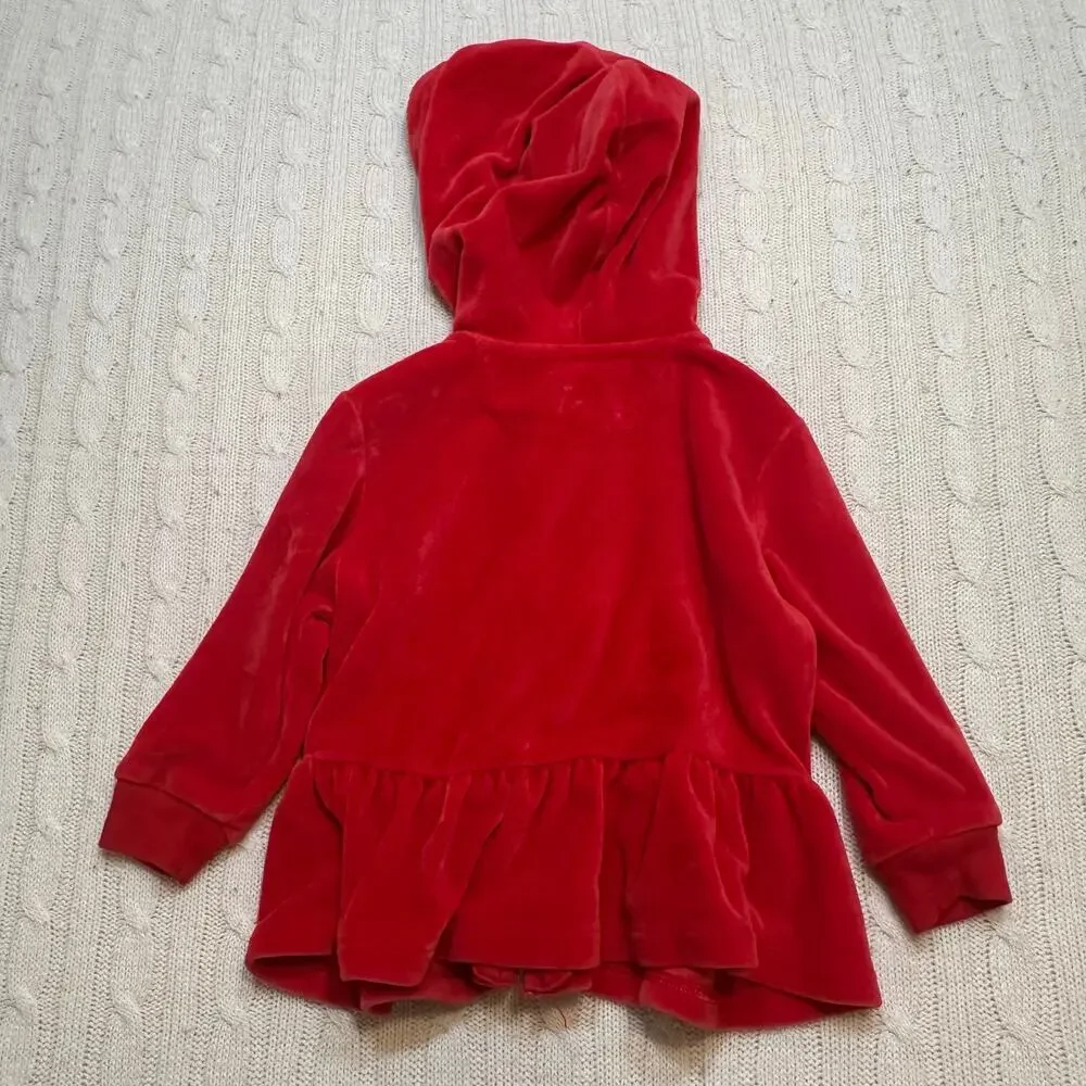 Red Velour Ralph Lauren Hoodie sz 12 M